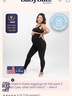 BabyBub Maternity Black Maternity Leggings - large